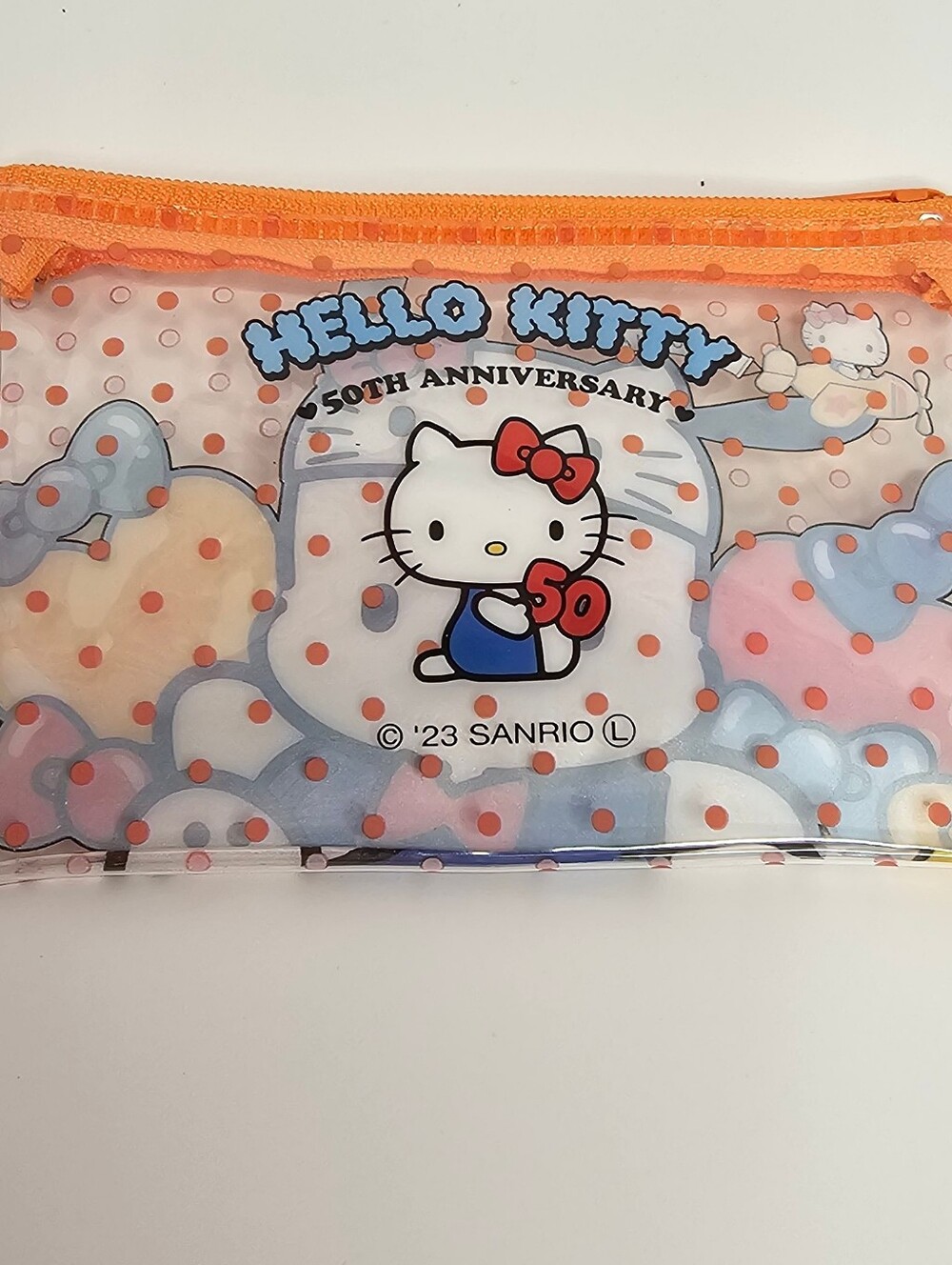Hello Kitty 50th Anniversary Clear Flat Pouch 5x3